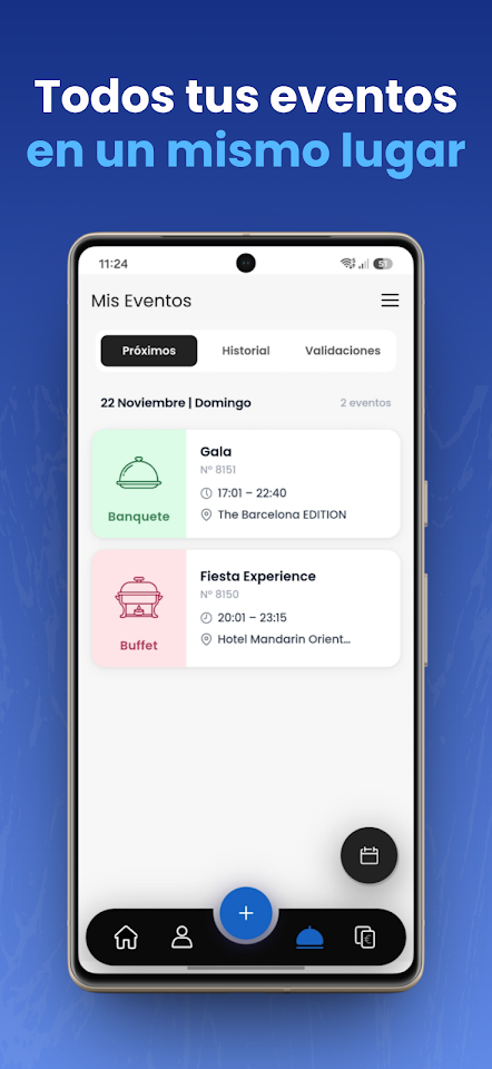 Public Google Play image of the events list in Waitser Business